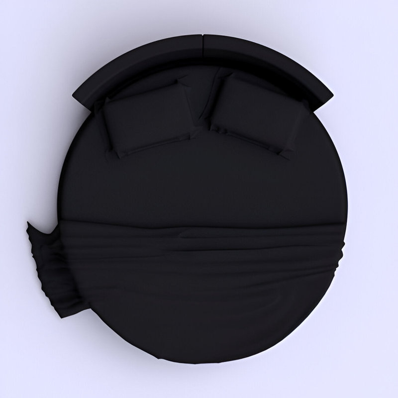 400TC Sateen Solid Cotton Round 4 Piece Sheet Set Fitted Sheet Fits Upto 16" Deep Pocket, Black Solid