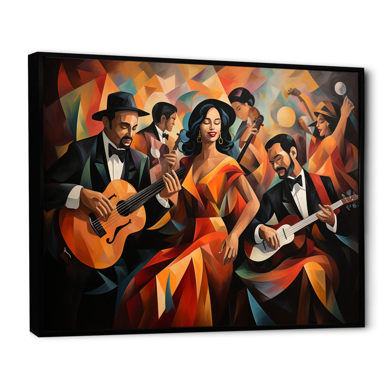 «Salsa Fiesta music latino célébration», reproduction d'art sur toile encadrée, Cadre flottant noir