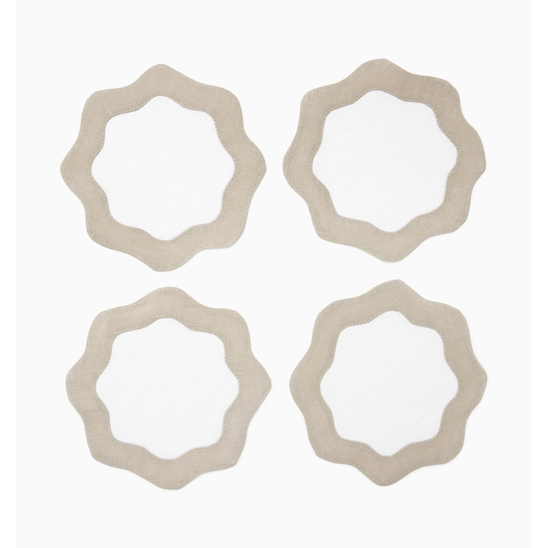 Ondulato Linen Novelty Napkins, White/Natural