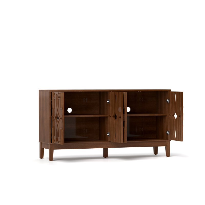 Buffet 60,5 "Mid Century Modern Buffet avec rangement, noyer 