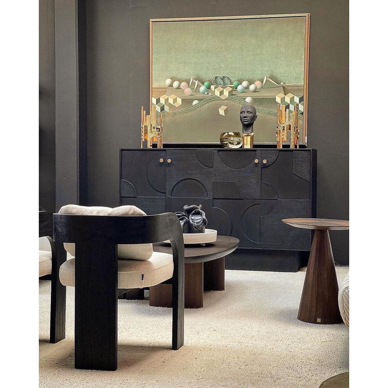 Zulgo 68'' W Solid Wood Sideboard, Black