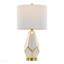Lampe de table en verre 25 "en métal doré et verre blanc avec abat-jour en lin blanc - ensemble de 2-683031414