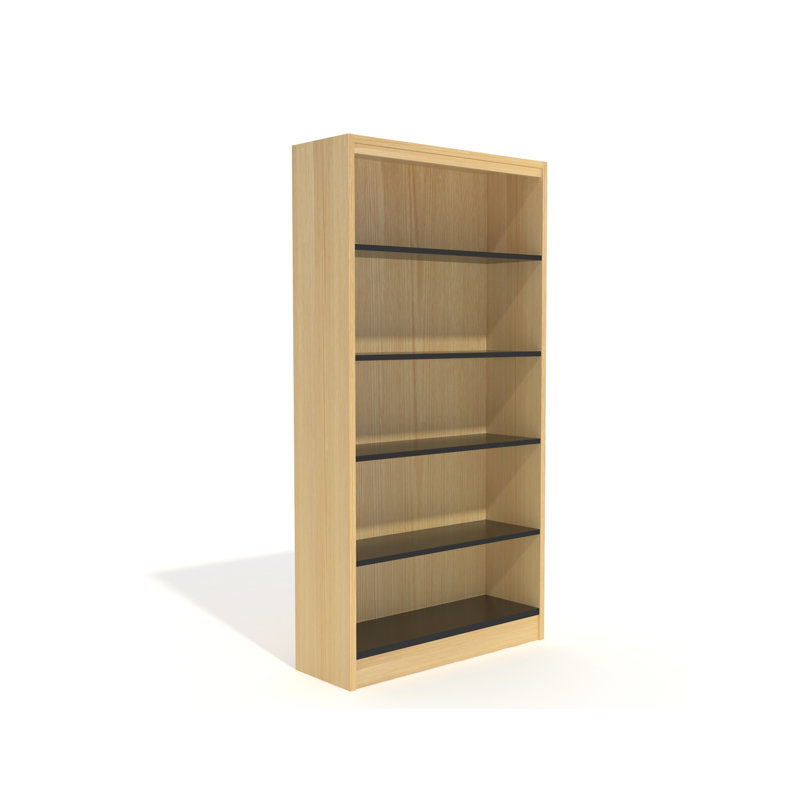 Bibliothèque standard Yursa, Chêne Naturel, (Cinq tablettes) H 72 po x l 37 po x P 12 po