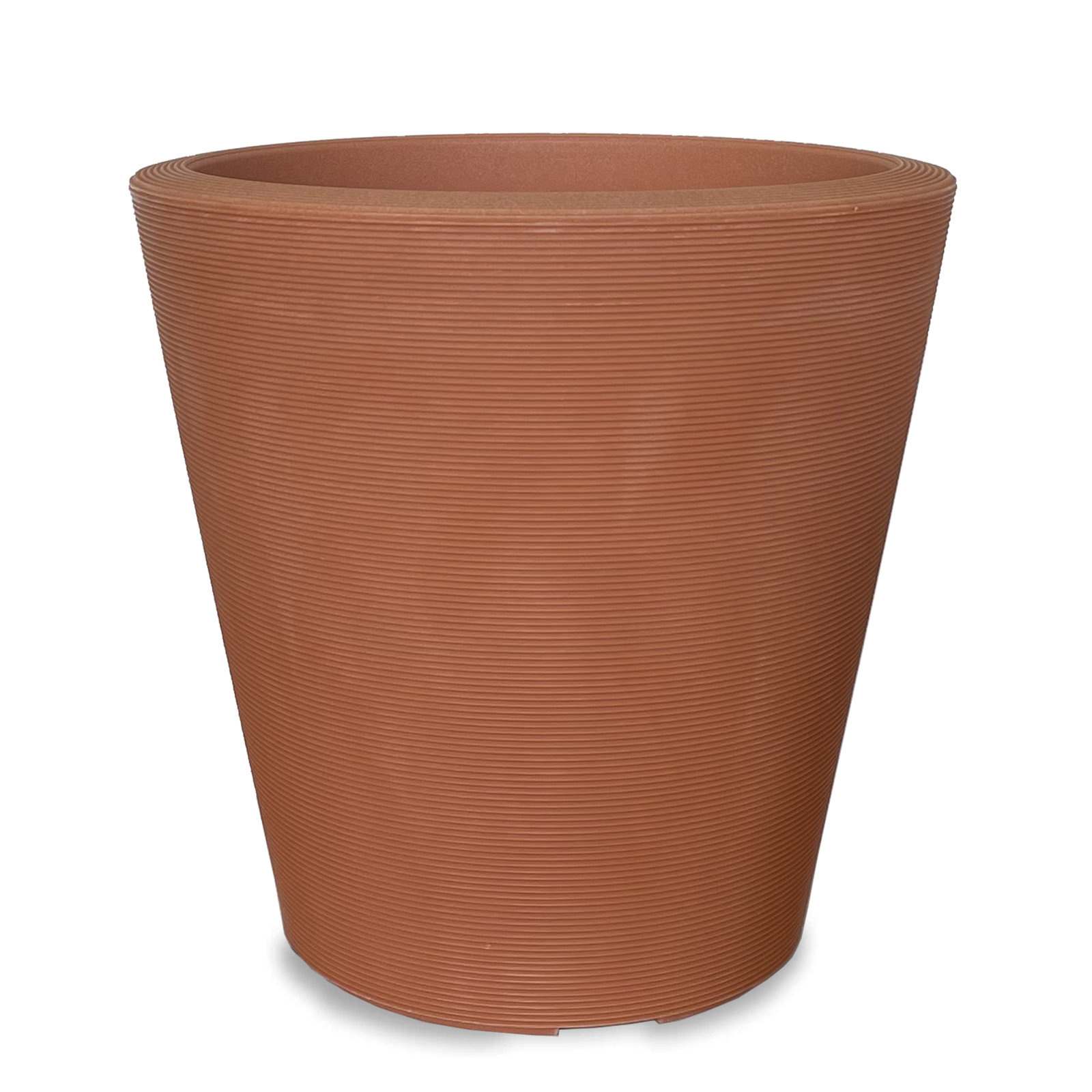 Madison Indoor/Outdoor Modern Round Planter, Weathered Terracotta, 34" H x 34" W x 34" D