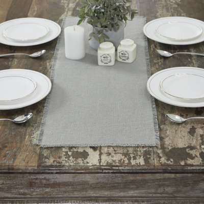 Burlap Dove Gray Runner Fringed