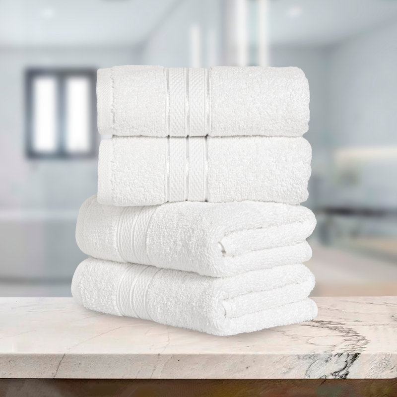 Elegant Comfort 100% Turkish Cotton 4-Piece Towel Set – Ultra Soft, Highly Absorbent, Quick Dry Bathroom Towels, White