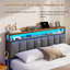 Bed FrameFloating bed with LED and charging station(3 USB ports and 1 Type-C Port), Metal Bed Frame with Storage Space Underneath and Upholstered Headboard-1683932233-1683932234