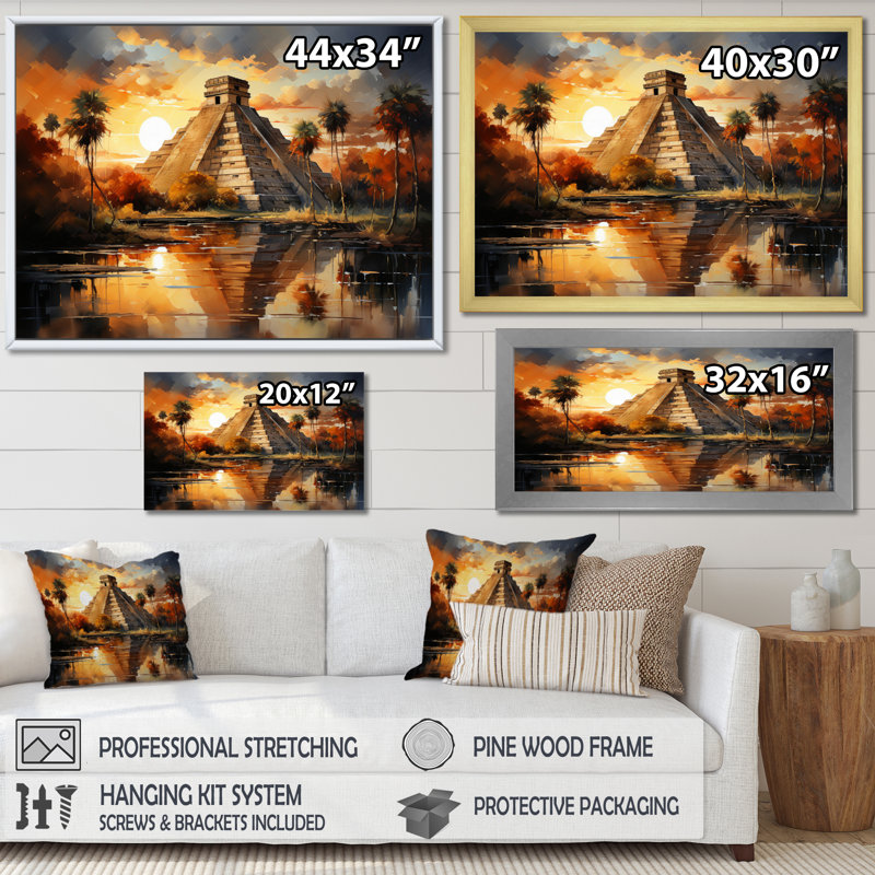 Coucher de soleil au Mexique à Chichen Itza I - Mexique, impressions sur toile, H 34 po x l 44 po x P 1,5 po