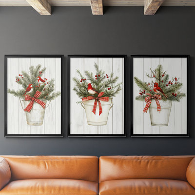 Christmas Holiday Art Lxxiv - Toile tendue avec châssis sur mesure - 3 pièces