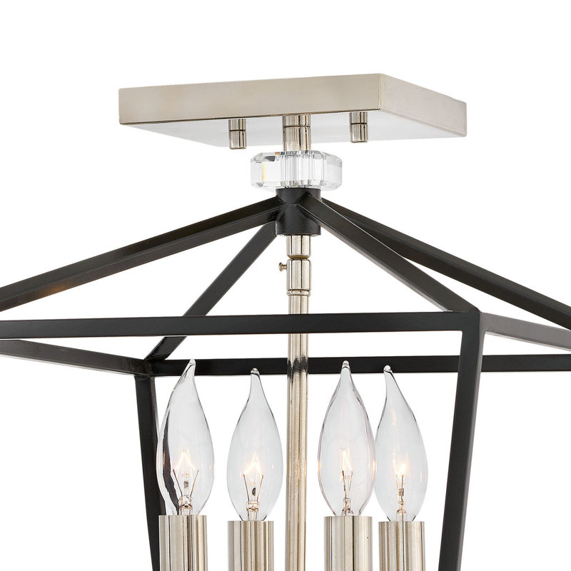 Plafonnier semi-encastré géométrique de style lustre à 4 lumières de 13 po Stinson