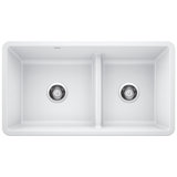 Precis SILGRANIT 33" L x 18" W Double Bowl Undermount Kitchen Sink with Low Divide