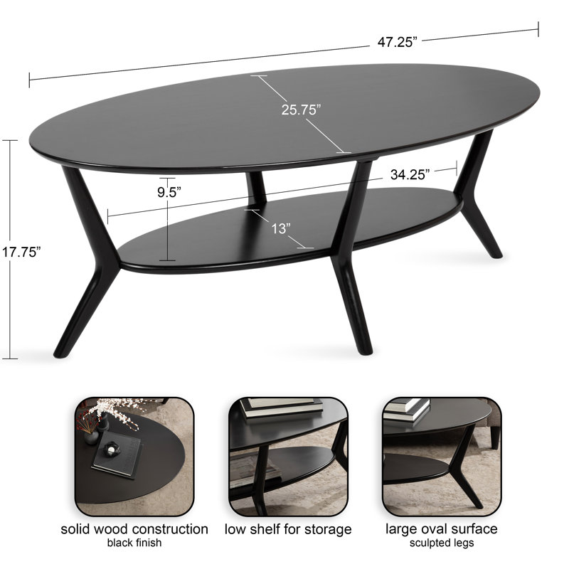 Table basse ovale pour le salon, Noir
