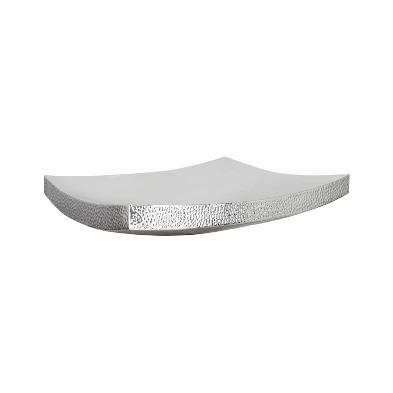 Lavabo de salle de bain vasque rectangulaire martelé à la main Kohani, Nickel poli