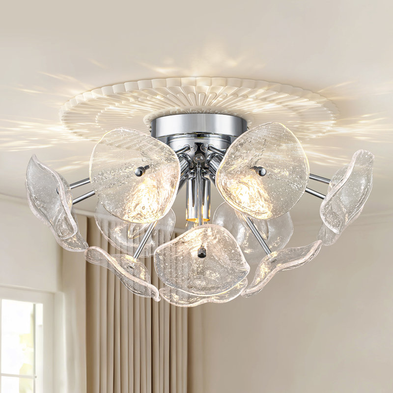 5-light Flush Mount Chandelier, Chrome