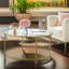 Gold Glass Round Coffee Table Modern Living Room Home Furniture Metal Frame