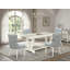 5-Pc Dining Room Table Set Includes a Wooden Table and 4 Baby Blue Linen Fabric Kitchen Chairs with Button Tufted Back - Wire Brushed Linen White-1579759047-1579759048-1579759050