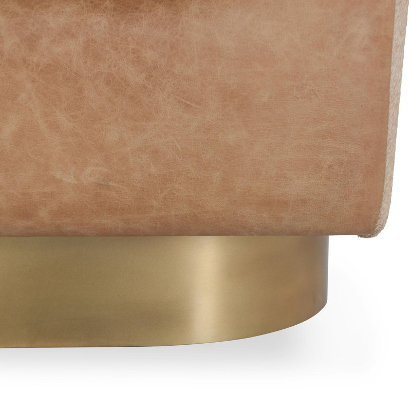 Lathe Leather Accent Chair, Chestnut Top Grain Leather/Gold