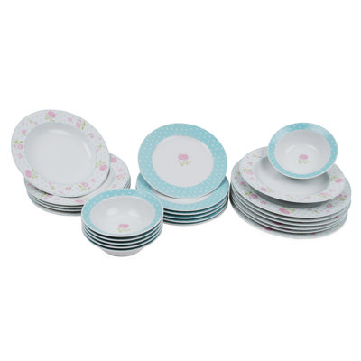 Porcelain China Dinnerware Set 24 Piece - Service for 6