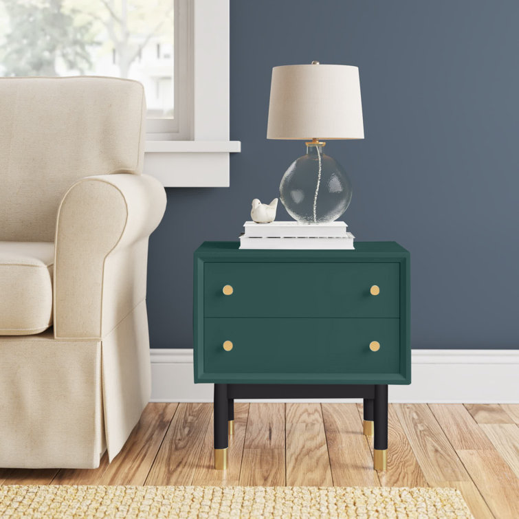 Keddington Solid Wood 4 Legs 2 - Drawer End Table with Storage