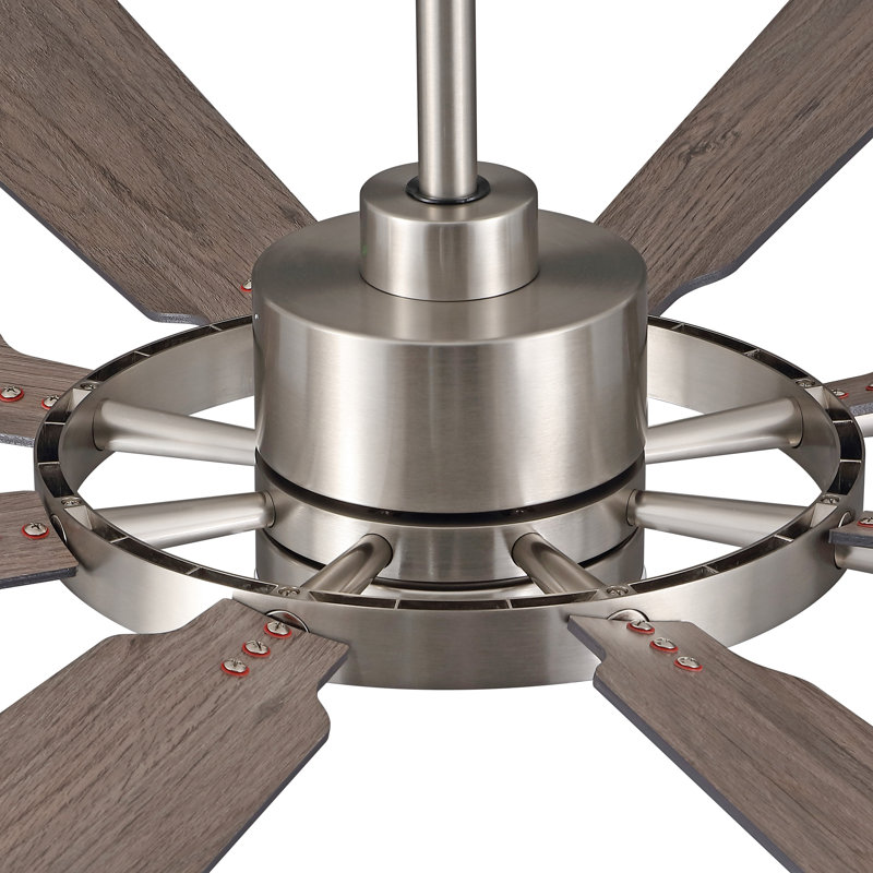 Antoinesha Ceiling Fan with LED Lights, Nickel, 72", Wood Grain