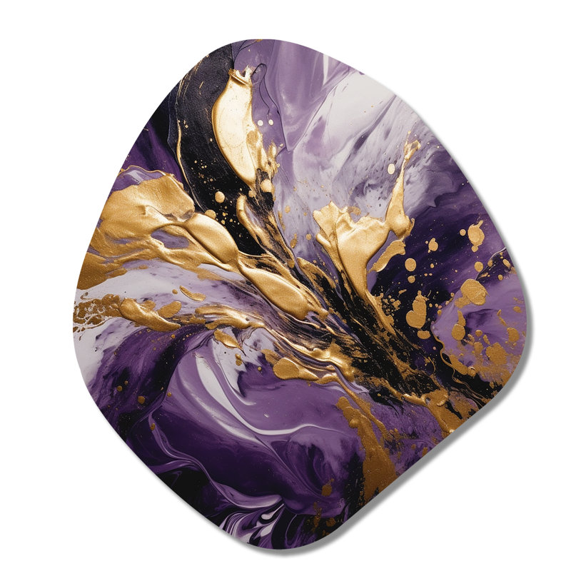 Mauve et or liquide Magic II - art mural asymétrique abstrait en métal, impression d'art moderne de forme unique