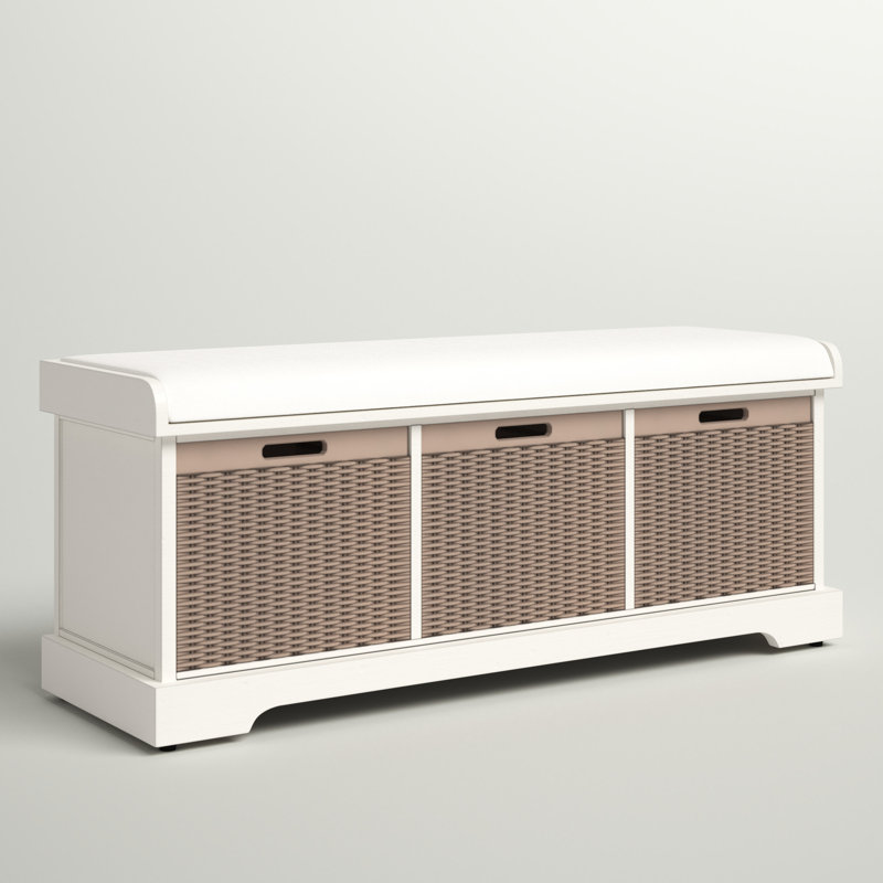 Banc de rangement à tiroirs Khloe, Blanc vieilli