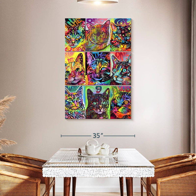 Brampt Nine Up Of Cats, 50" H x 32" W