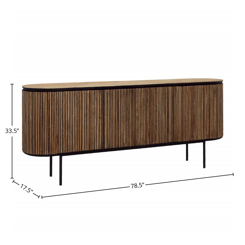 Dabney 79" Wide Teak Wood Sideboard, Natural Wash