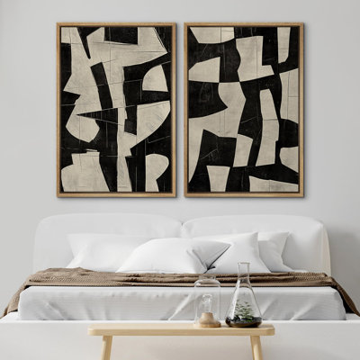 «Brown Tanest planète silhouette et symboles», 2 pièces sur toile