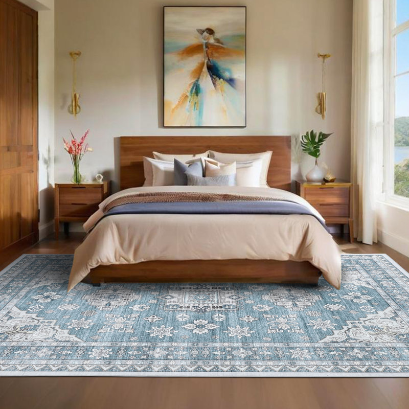 Vintage Area Rug for Living Room - Soft Low-Pile, Machine Washable, Non-Slip & Mark Resistant Carpet - Non-Shedding - Bedroom & Dining Decor - 9x12ft (274x366cm), Cream White, US Specs