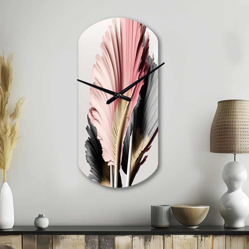 Horloge murale rose et grise Gerbera, Grand