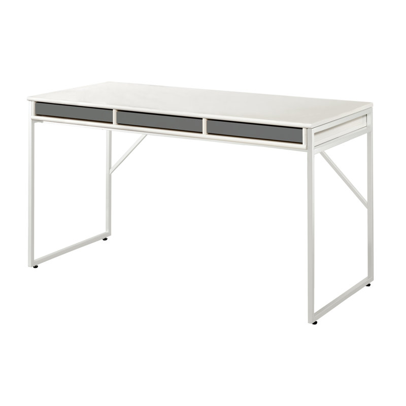 Mistral Standing Desk W:137cm X D: 60cm with white metal legs incl. 3 trays, White/Graphite