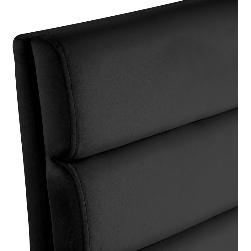 Chaise d'appoint en velours capitonné Kai, Velours noir