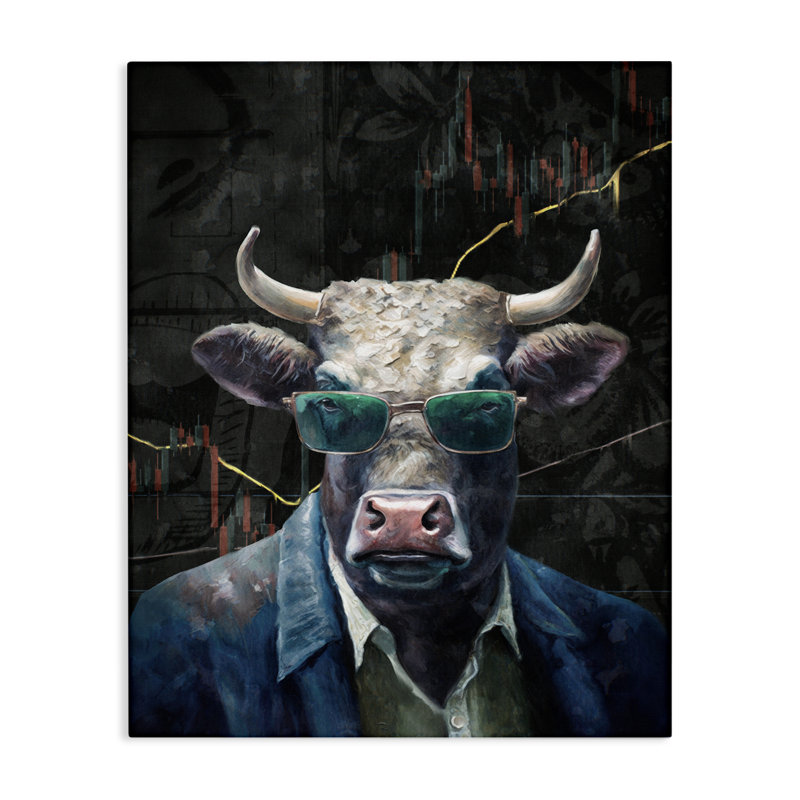 «Bull in Sun Sun», art mural sur toile par Svetlana Aleynikova, H 20 po x l 16 po