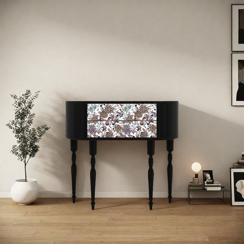 Console rétro avec 2 tiroirs, H 35,43 po x l 39,37 po x P 11,81 po