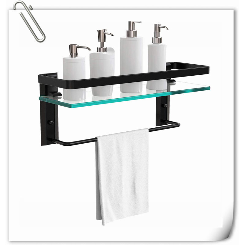Étagère de rangement murale en verre trempé robuste et résistante à la rouille, Argent