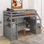 Lit mezzanine avec bureau et tablettes-634070677-634070676