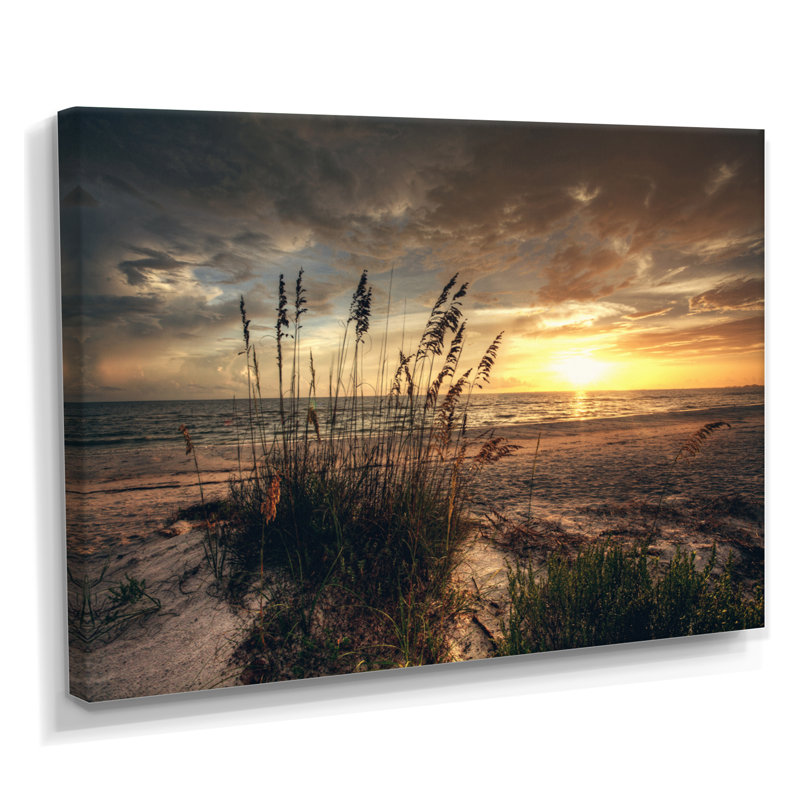 Plage, coucher de soleil, reproduction d'art sur toile, reproduction de photographie de paysage côtier, H 16 po x l 32 po