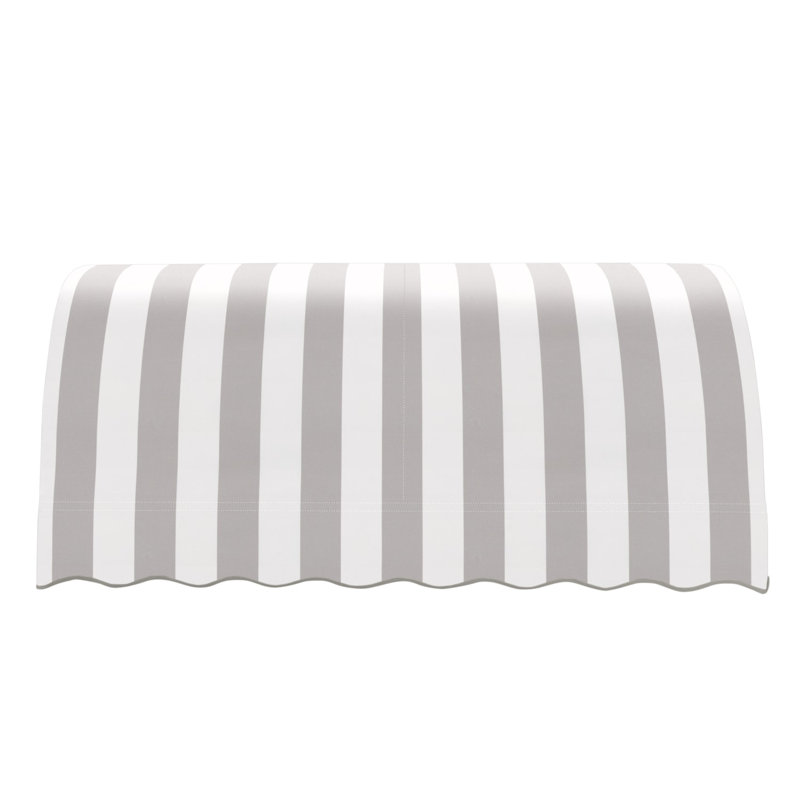 Awntech Savannah Acrylic Fabric Fixed Awning, Gray/White Stripe, 44" H x 76.5" W x 36" D