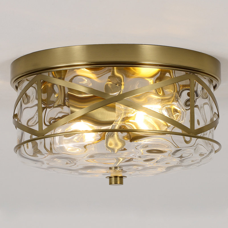 Plafonnier encastré en verre 2 lumières Alixandra, Doré, L 11,81 po x l 11,81 po x H 5,9 po