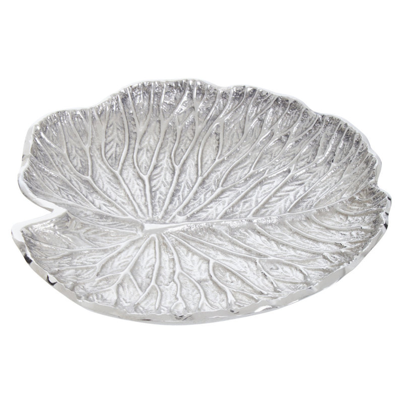 Richy Metal Decorative Plate 1, 3cm H x 23cm W x 22cm D, Silver