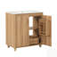Meuble-lavabo de salle de bain avec lavabo, armoire de rangement multifonctionnelle, panneau de fibres à densité moyenne durable, lavabo en céramique lisse, tablette réglable