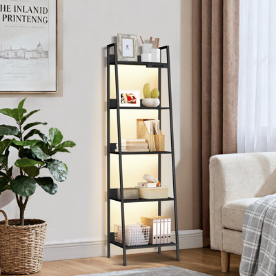 5-Tier Trapezoidal Bookshelf with Lighting and Touch Slider Control by Ivy Bronx