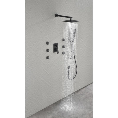 Configuration du système de fixation murale 6 jets pour corps et douche à main noir mat