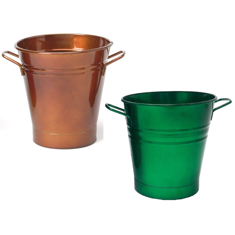 Seau en acier émaillé, Caramel glacé - vert glacé