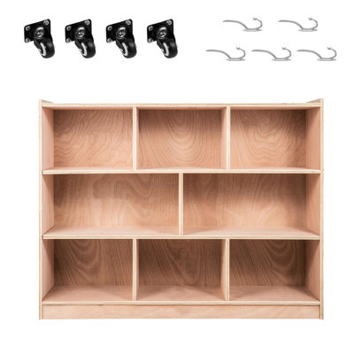 Armoire de rangement à 8 sections pour la classe, tablettes de contreplaqué de 36 pouces de hauteur avec rangement pour enfants d'âge préscolaire et livres