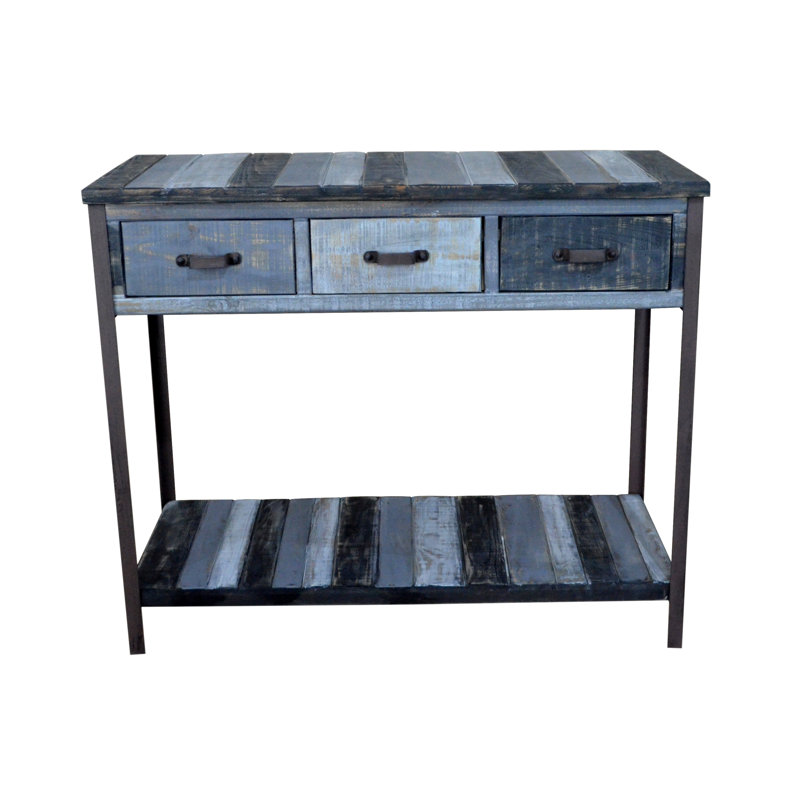 Klem 40'' Solid Wood Top Console Table, Black