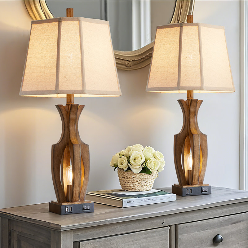 26" H Resin Table Lamp, Brown