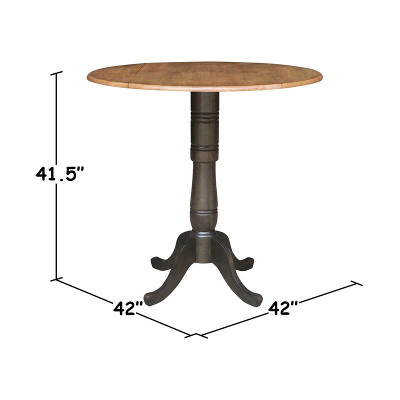 Extendable Round Solid Wood Dining Table, Hickory/Washed Coal