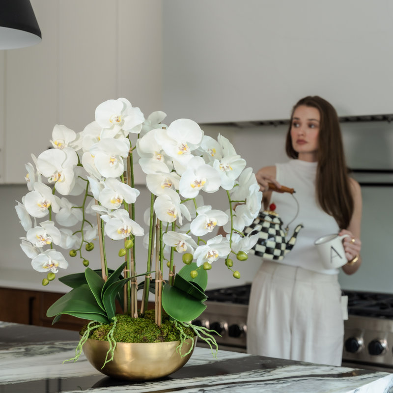 Abigail Gold Realtouch Orchid, White